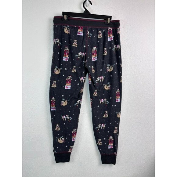 P. J. Salvage women's medium grey sloth christmas jogger pajama lounge pants - Picture 3 of 6
